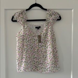 Nwot j crew white green pink floral blouse tank